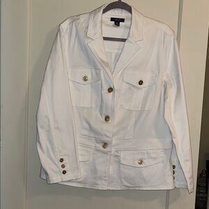 Chaps White Blazer with Gold Buttons